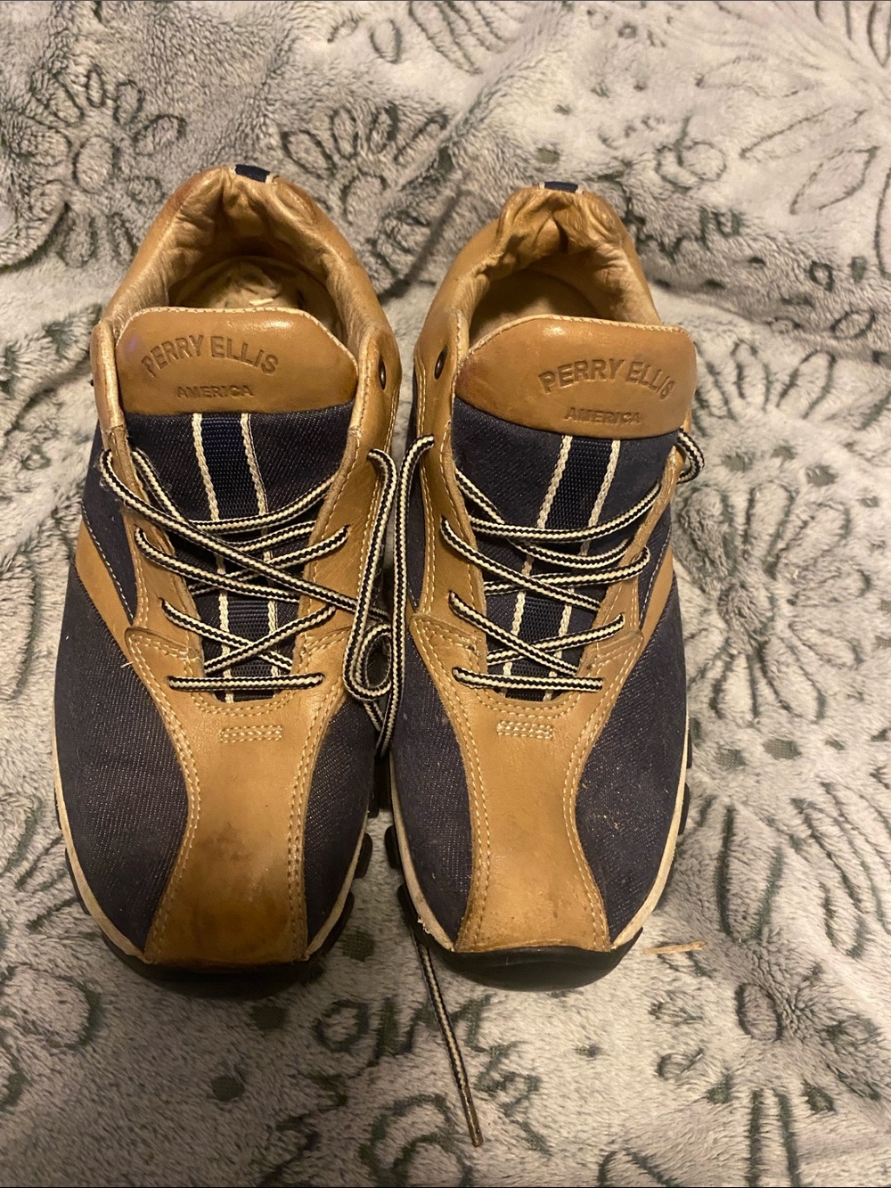 Perry Ellis Tan and Navy Athletic Sneakers